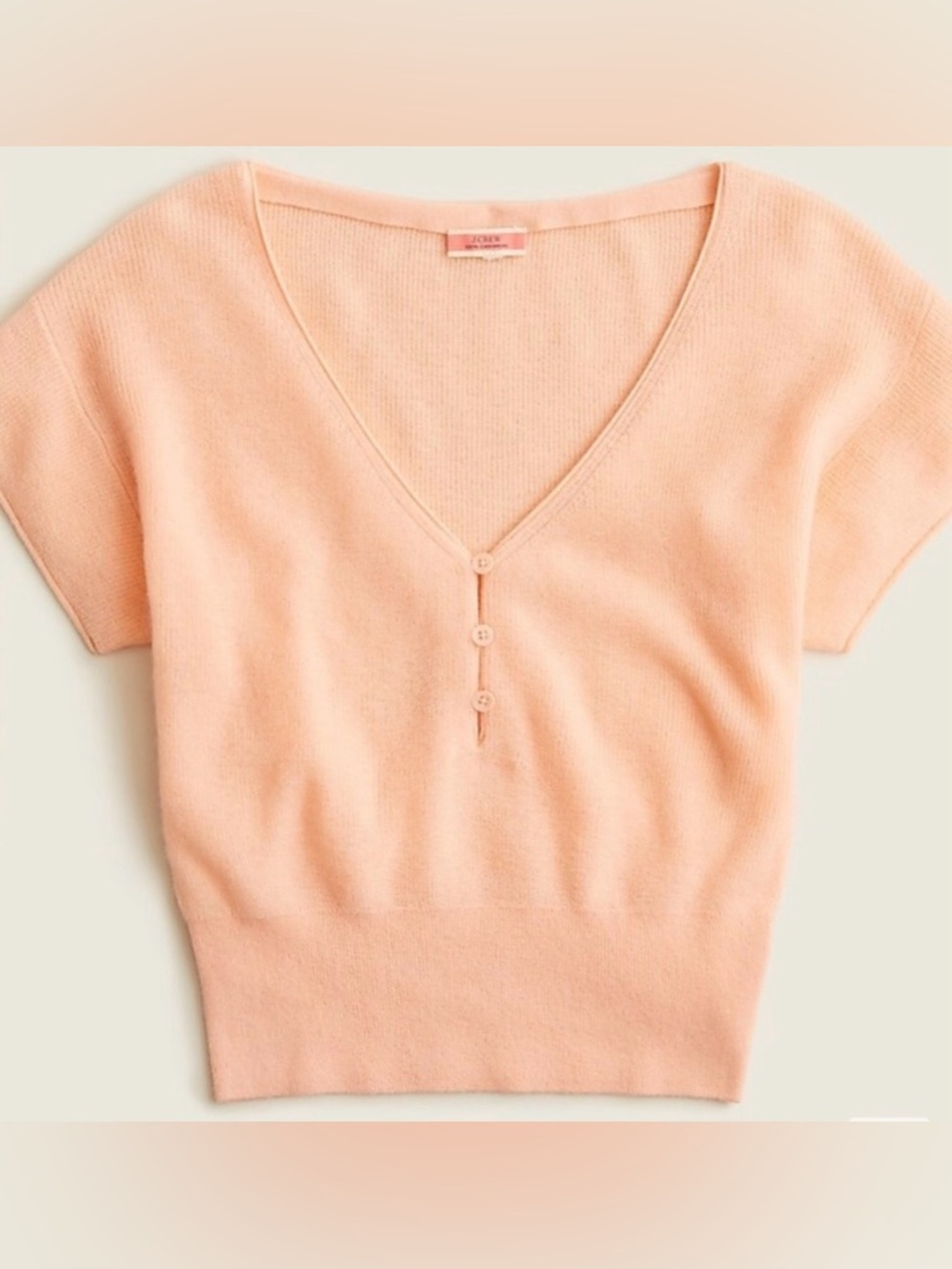 J.Crew Featherweight Cashmere V-neck T-shirt in Iced Peach | XL | EUC